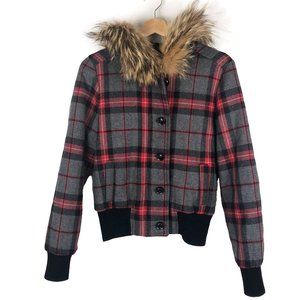 RavenTailored NWT Wool Plaid Fur Trimmed Jacket S